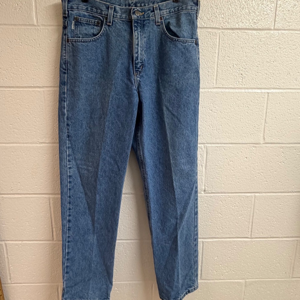 Carhartt Mens B160 STW Relaxed Fit Denim Jeans 35x32 Blue Stone Wash Workwear
